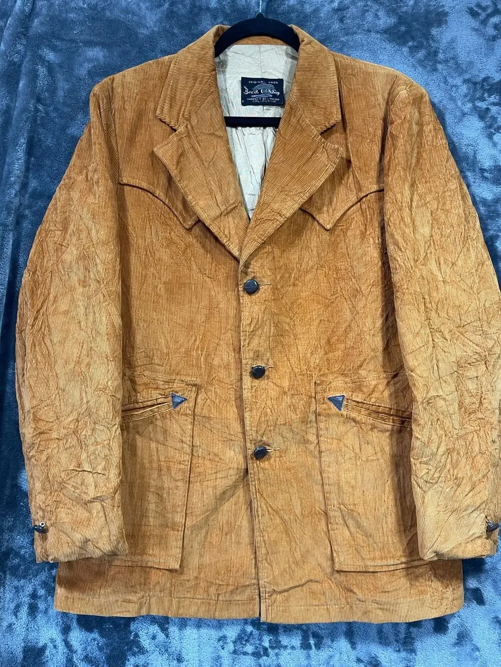 Vintage 70s  Corduroy Western Blazer Jacket Brad Whitney Mens Medium 38 40 Rust